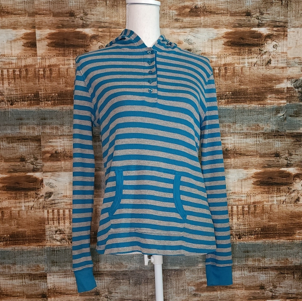 Mix & CO. Teal gray hoodie long sleeve top L